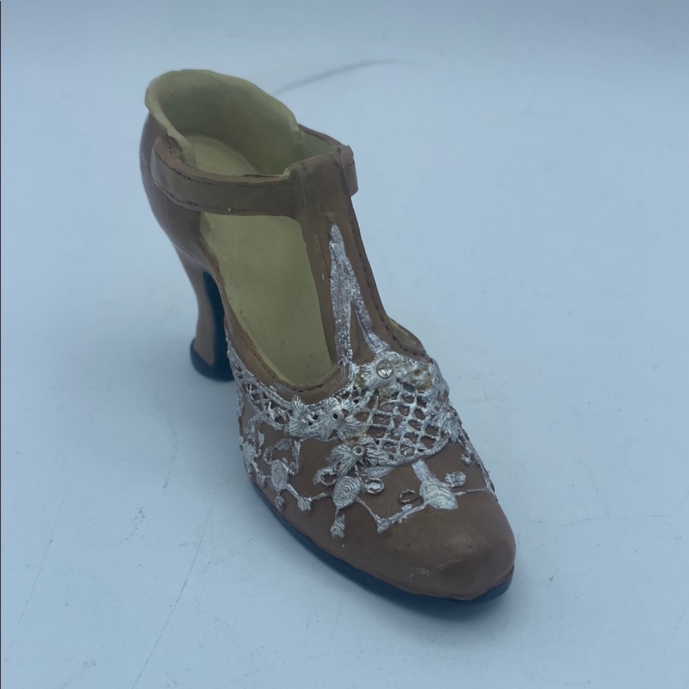 K’s Collection Brown T-Strap heeled miniature shoe collection 5” resin